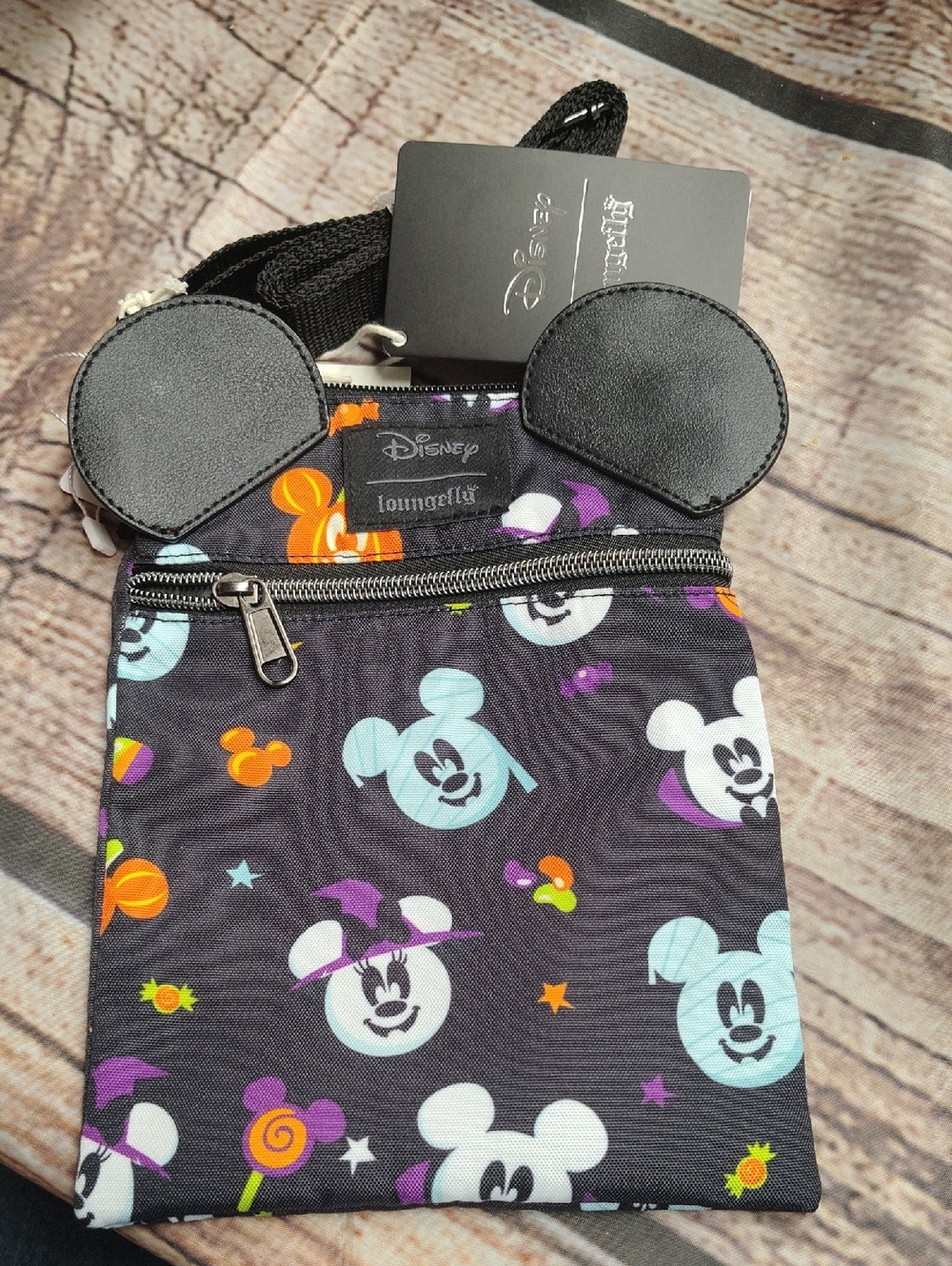 Loungefly Kids Black Halloween Mickey Crossbody Purse with Colorful Icons